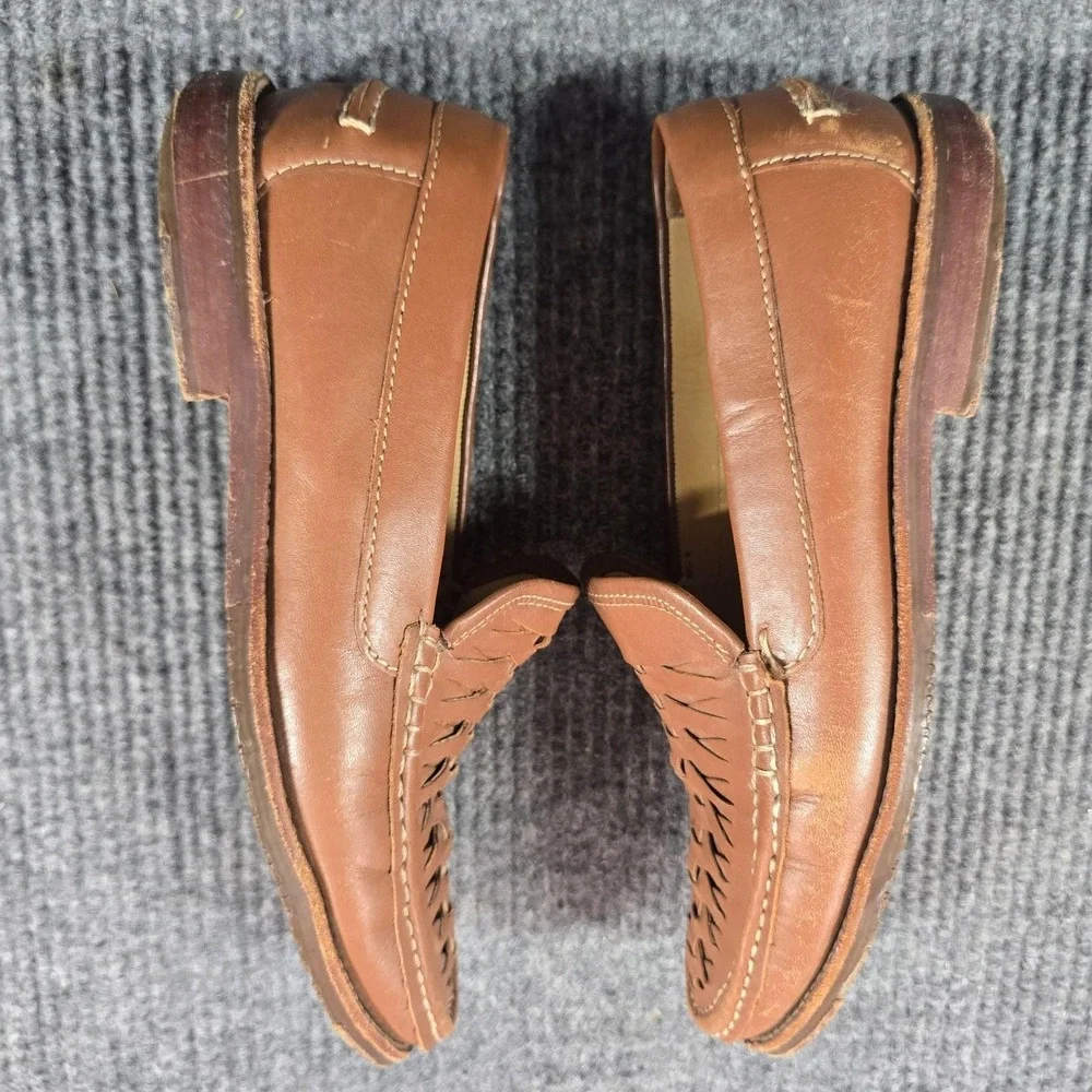 Tommy Bahama Shoes Mens 8 Brown Woven Leather GD Fynn Slip-On Loafers T8750048